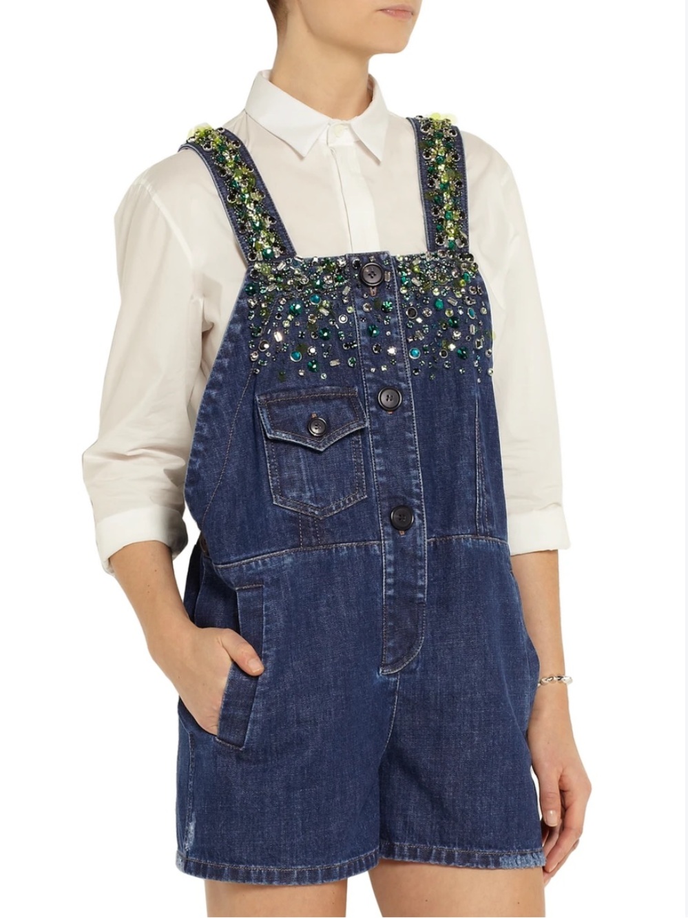 Embellished Denim Romper Size Small